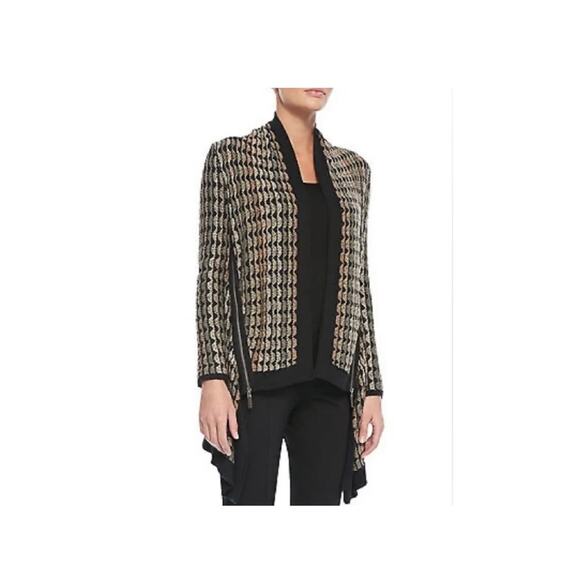 Nic & Zoe Asymmetric Side Zip Open Front Cardigan Olive Mix Sz S - Picture 4 of 11
